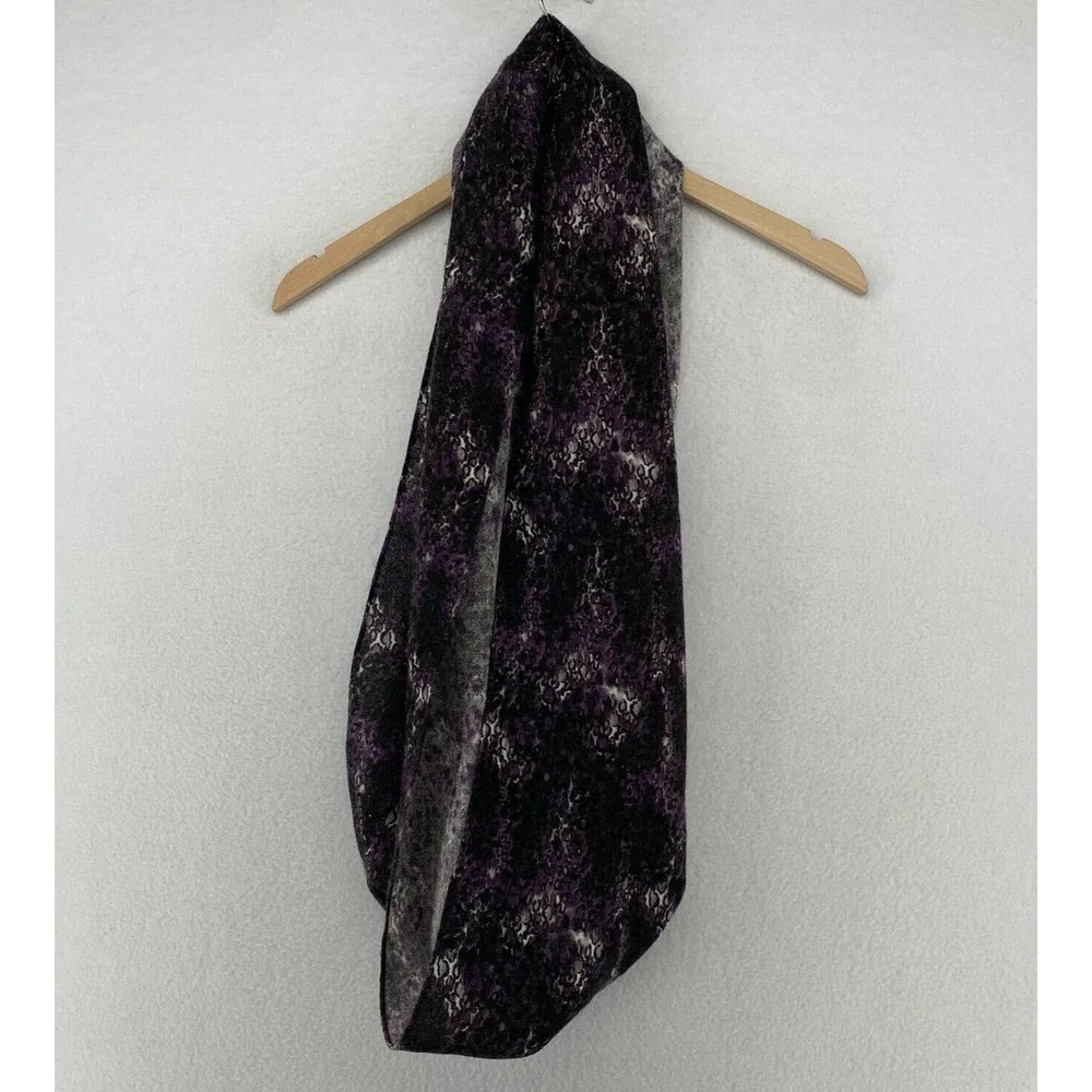 Scarf Womens OS Wool Blend Gauze Animal Print Snood Infinity Purple 19